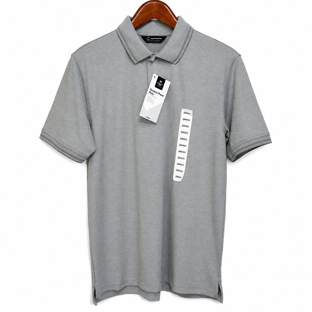 Members Mark Mens Stretch Pique Polo Shirt Soft Silver Gray S8S15481 Small NWT